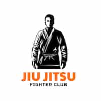 Vetor grátis design de logotipo de jiu jitsu desenhado à mão