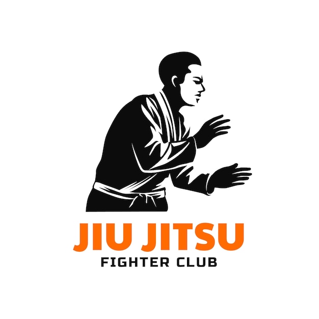 Vetor grátis design de logotipo de jiu jitsu desenhado à mão