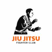 Vetor grátis design de logotipo de jiu jitsu desenhado à mão