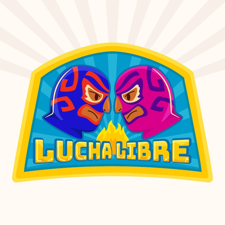 Vetor grátis design de logotipo de lutador mexicano desenhado à mão