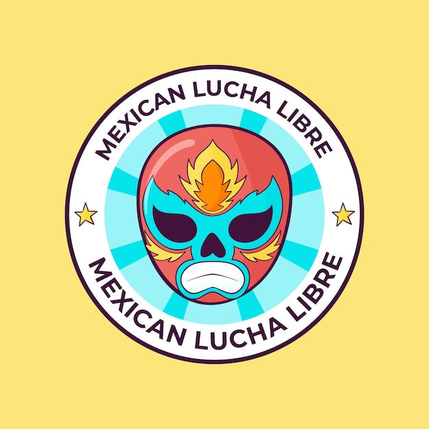 Vetor grátis design de logotipo de lutador mexicano desenhado à mão