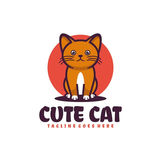 Design de logotipo de mascote de gato fofo