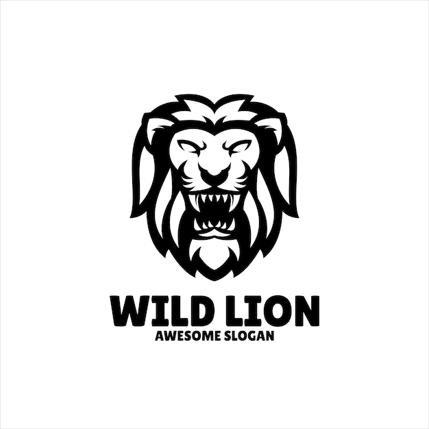 Vetor grátis design de logotipo de mascote simples de leão