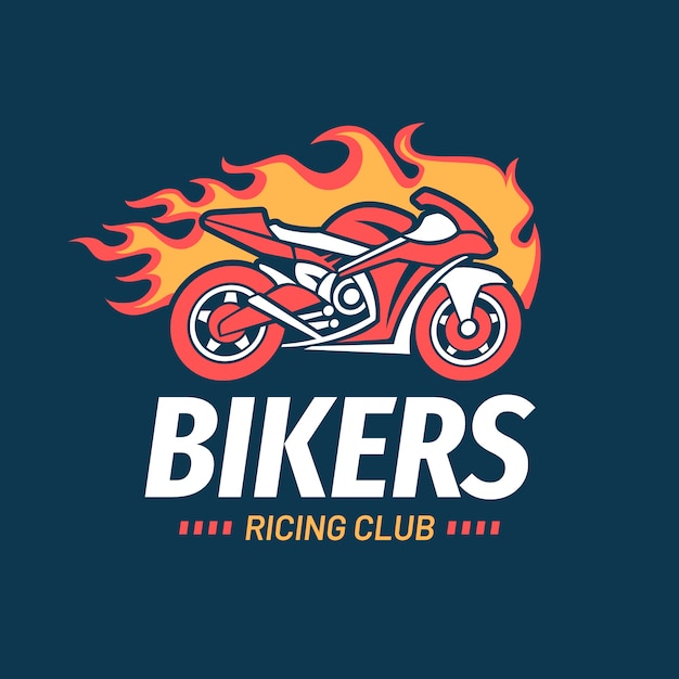 Design de logotipo de motociclista desenhado à mão