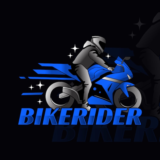 Design de logotipo de motociclista desenhado à mão