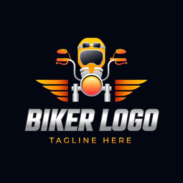 Vetor grátis design de logotipo de motociclista gradiente