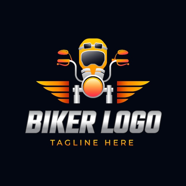 Design de logotipo de motociclista gradiente