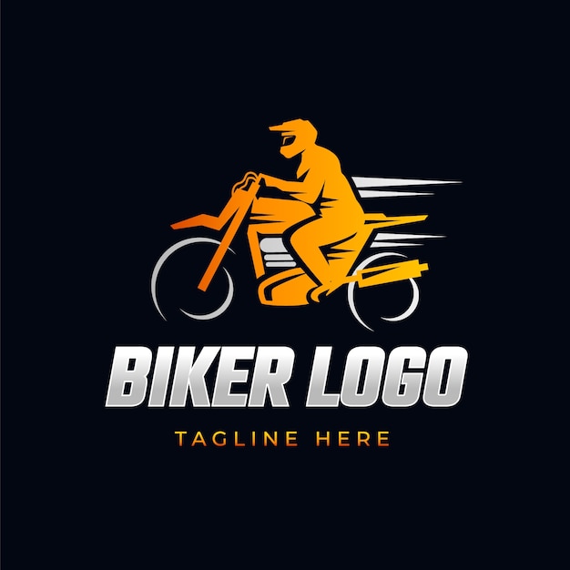 Vetor grátis design de logotipo de motociclista gradiente