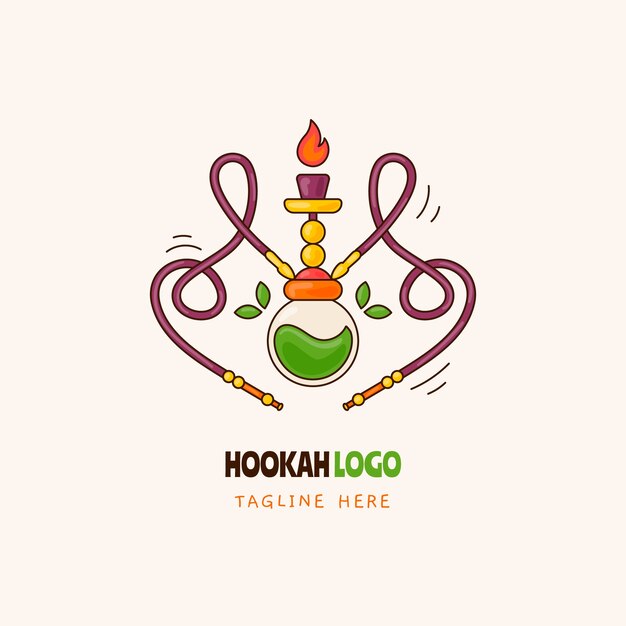 Design de logotipo de narguilé desenhado à mão