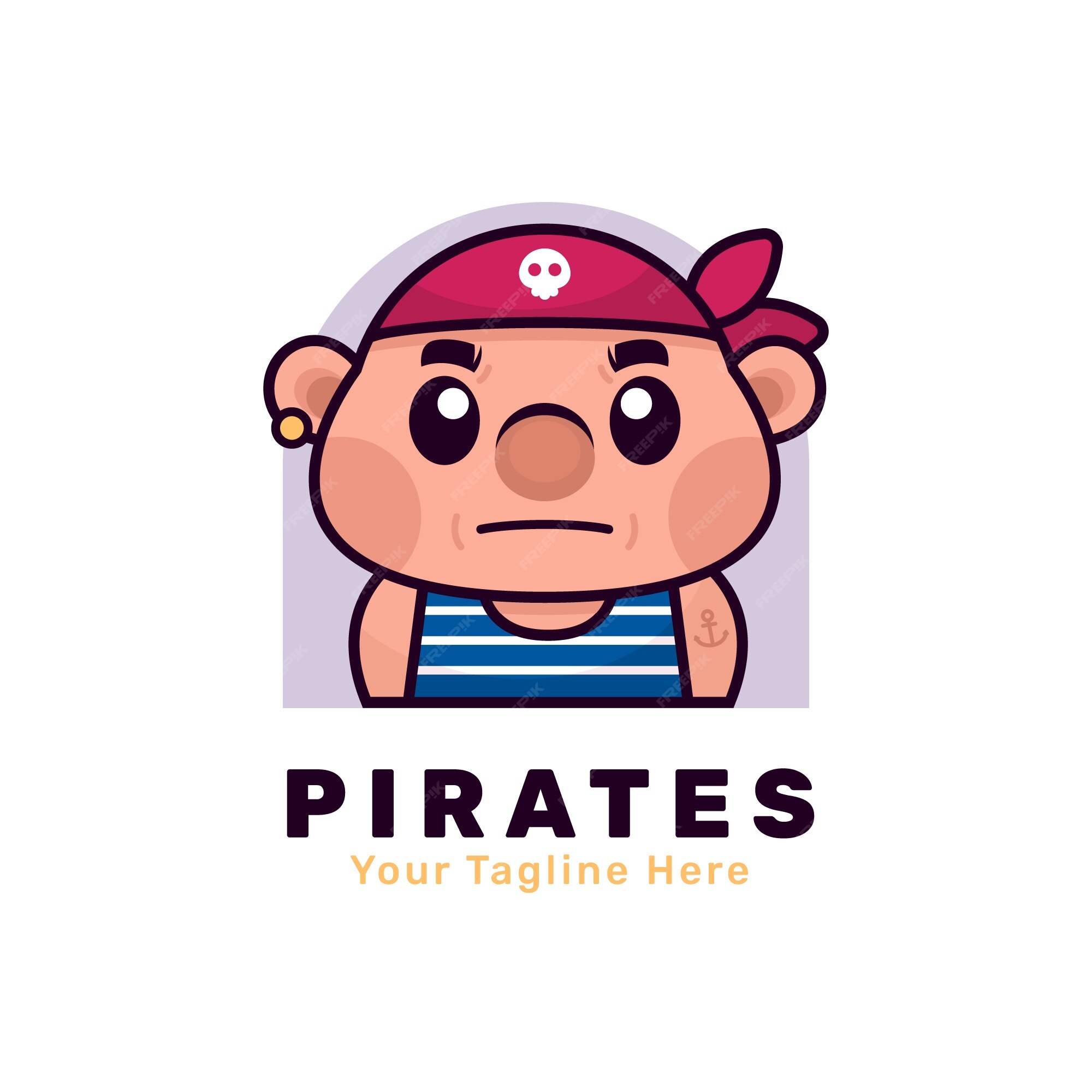 Modelo de logotipo de pirata desenhado à mão