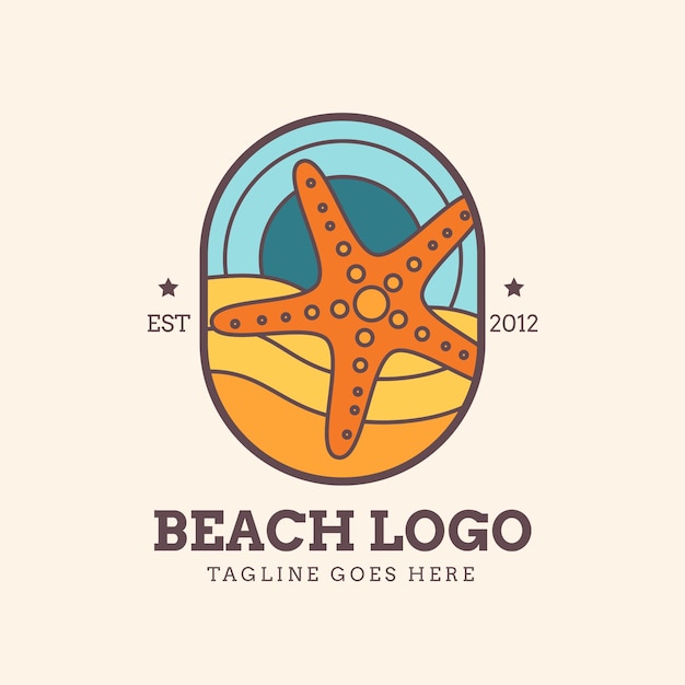 Vetor grátis design de logotipo de praia desenhado à mão