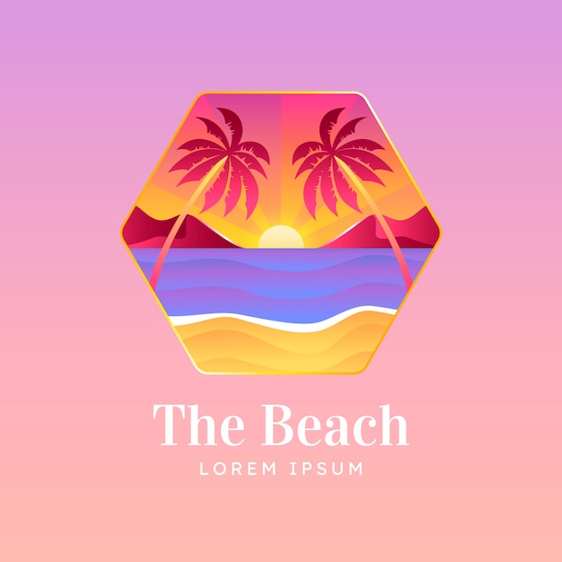 Design de logotipo de praia gradiente