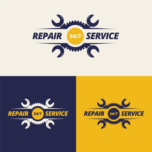 Vetor grátis design de logotipo de reparo mecânico