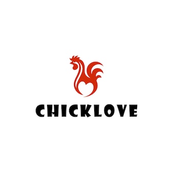 Design de logotipo de símbolo de amor de frango