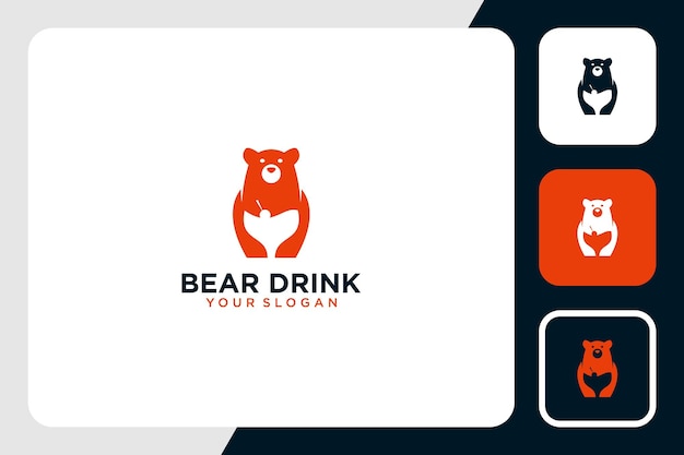 Design de logotipo de urso com inspiração de bebida