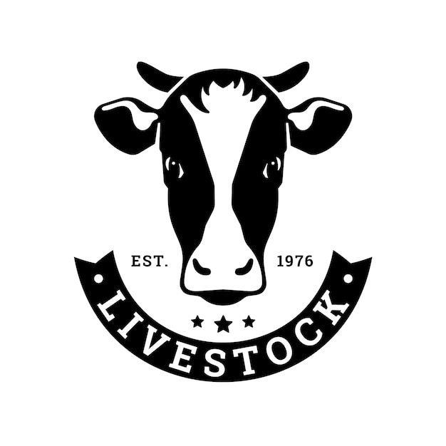 Design de logotipo de vaca desenhado à mão