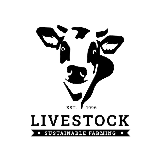 Design de logotipo de vaca desenhado à mão