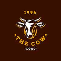 Vetor grátis design de logotipo de vaca desenhado à mão