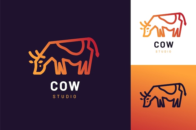 Design de logotipo de vaca gradiente
