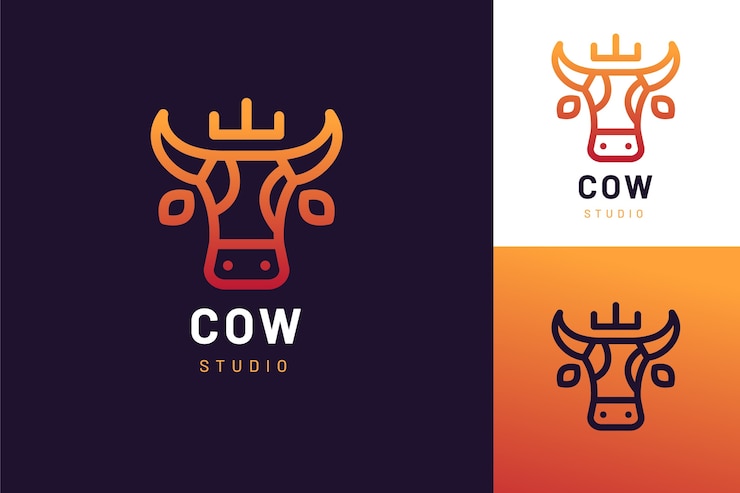 Vetor grátis design de logotipo de vaca gradiente