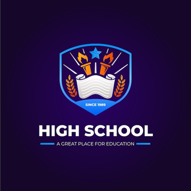 Vetor grátis design de logotipo do ensino médio gradiente