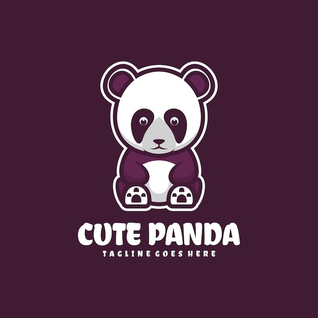 Vetor grátis design de logotipo do mascote bonito do panda