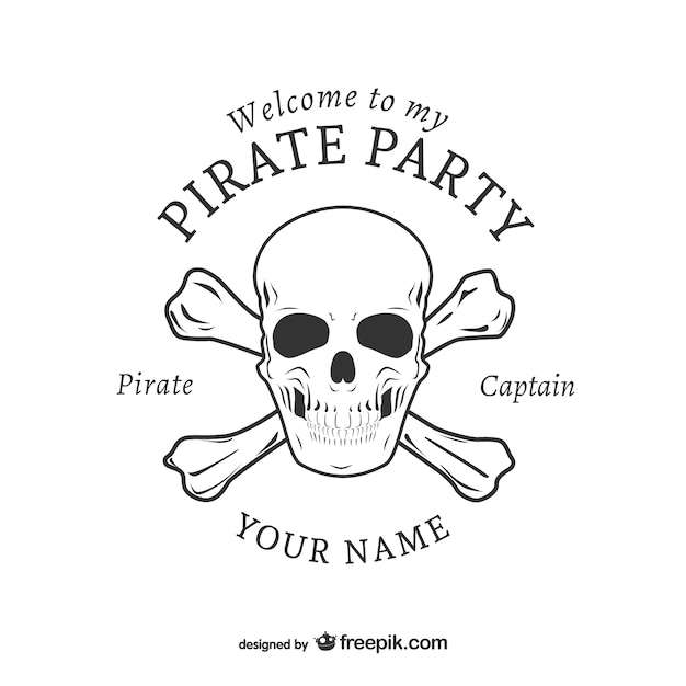 Vetor grátis design de logotipo do partido do pirata