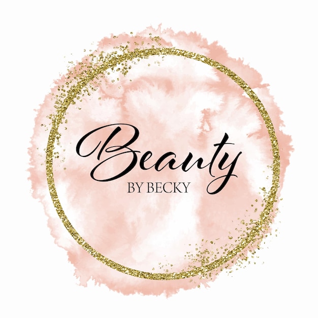 Design de logotipo elegante com aquarela e glitter dourado