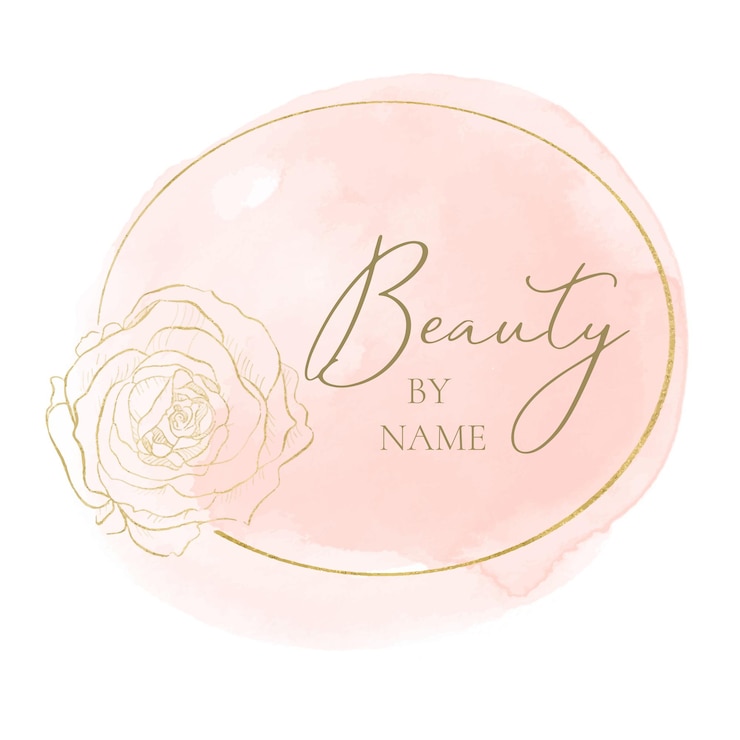 Vetor grátis design de logotipo elegante com tema feminino em rosa e dourado