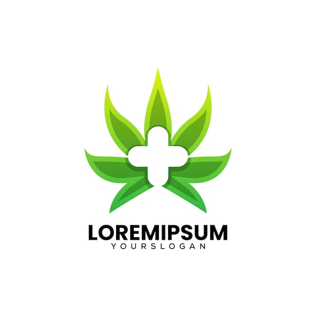 Vetor grátis design de logotipo gradiente de maconha medicinal