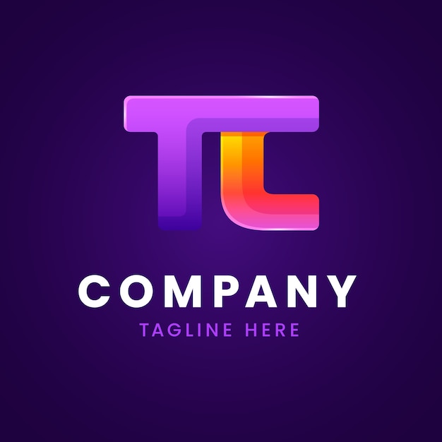 Vetor grátis design de logotipo gradiente tc