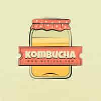 Vetor grátis design de logotipo kombucha desenhado à mão