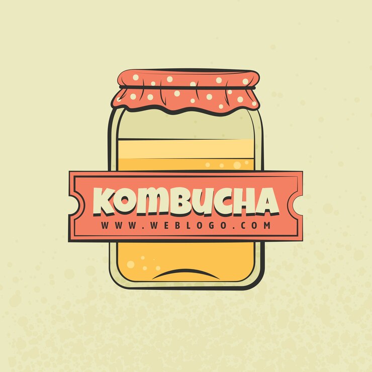 Vetor grátis design de logotipo kombucha desenhado à mão