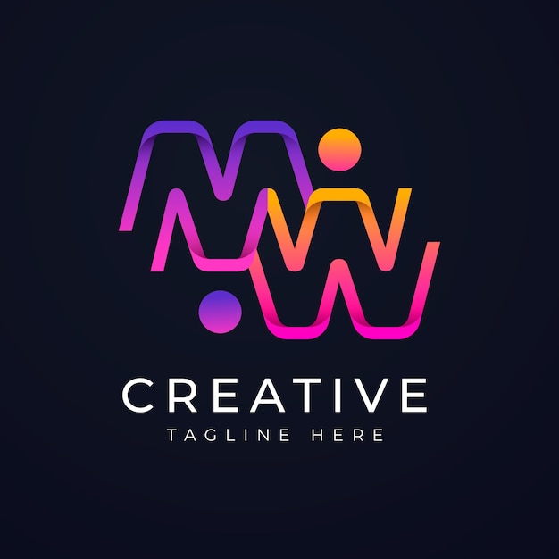 Design de logotipo mw gradiente