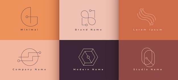 Vetor grátis design de logotipo simples conjunto de seis