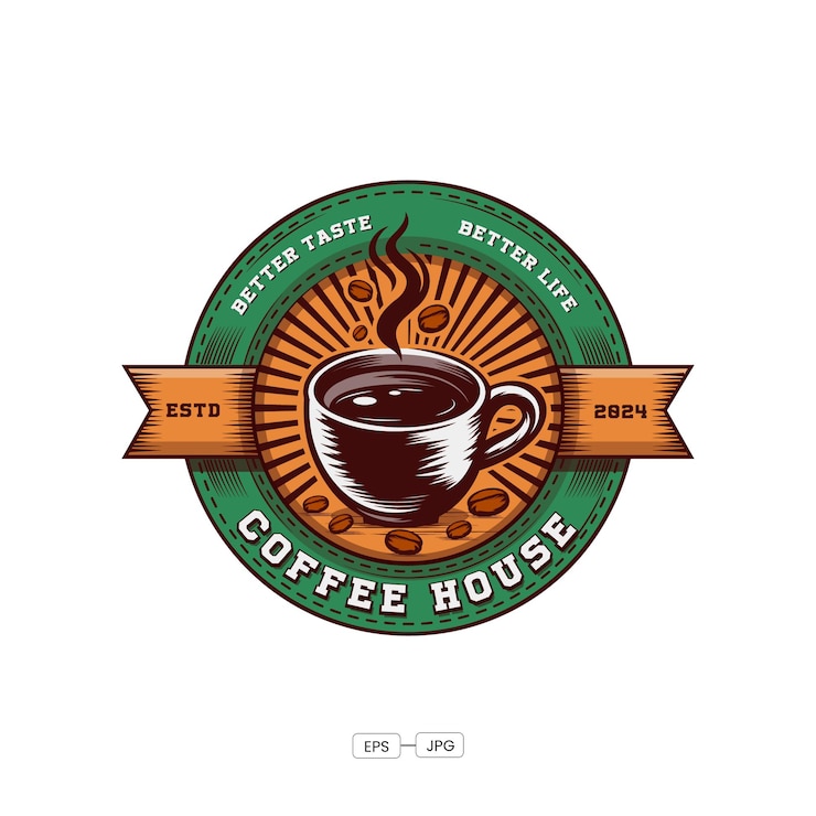 Vetor grátis design de logotipo vetorial de cafés vintage