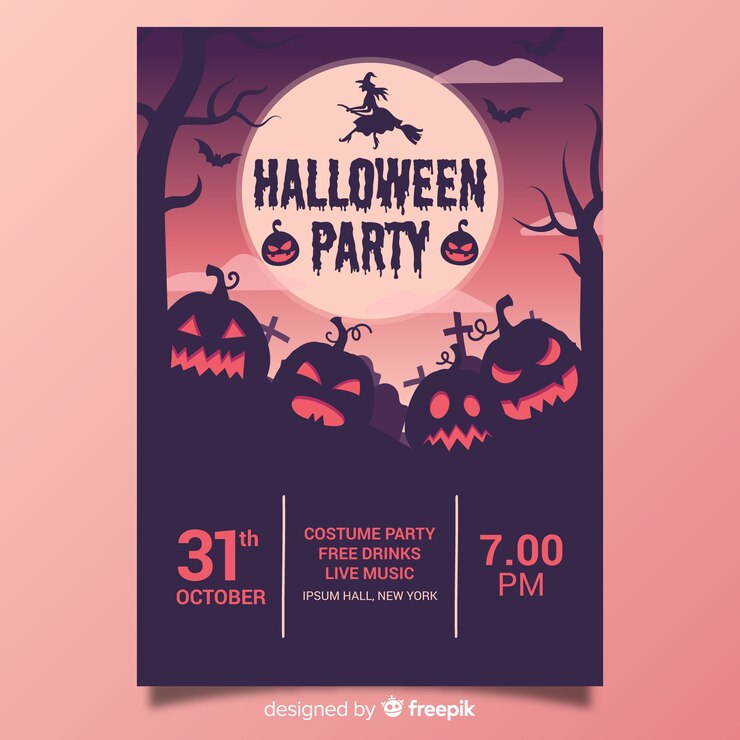 Vetor grátis design de mão desenhada de modelo de cartaz de festa de halloween