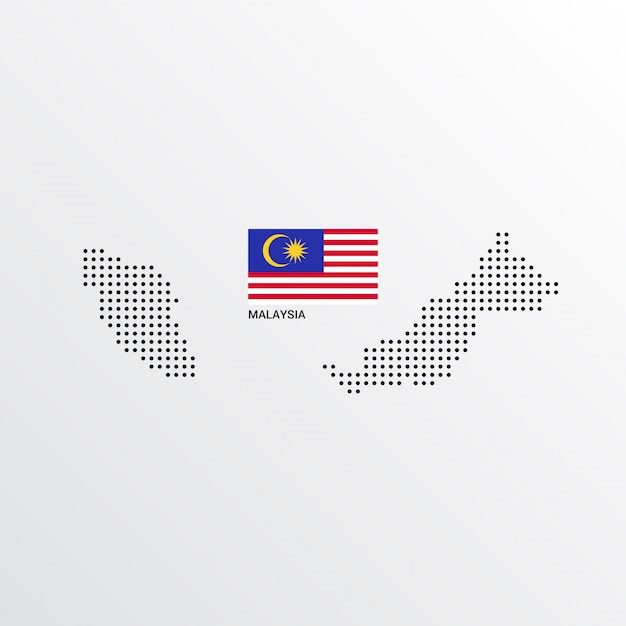 Vetor grátis design de mapa da malásia com bandeira e luz de fundo vector