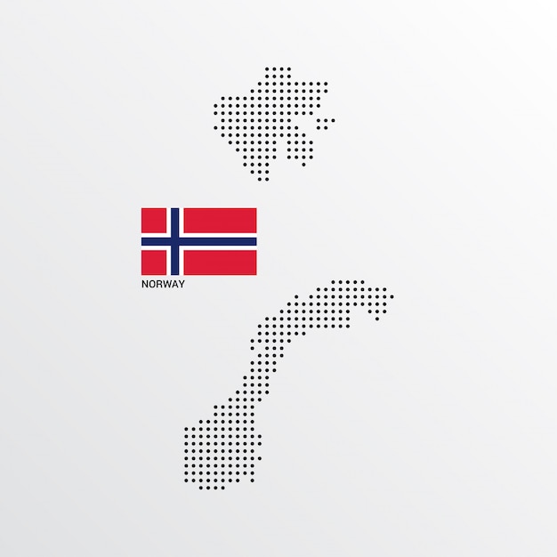 Vetor grátis design de mapa da noruega com bandeira e vetor de luz de fundo