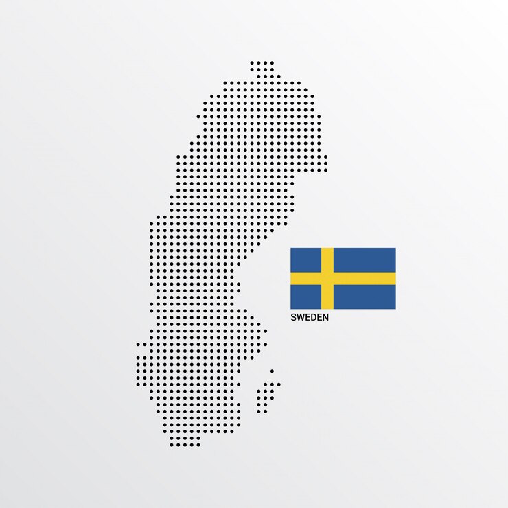 Vetor grátis design de mapa da suécia com bandeira e luz de fundo vector