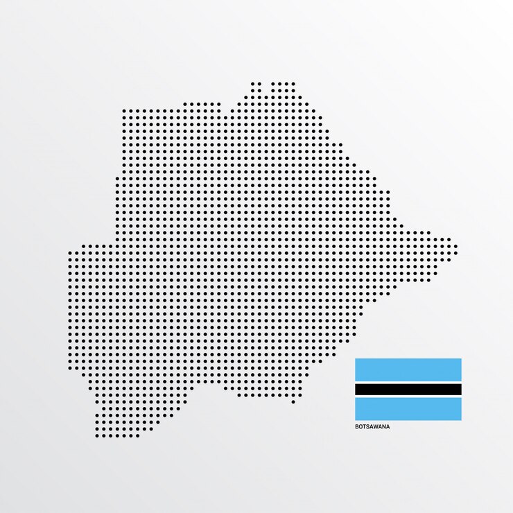 Vetor grátis design de mapa de botsawana com bandeira e vetor de luz de fundo