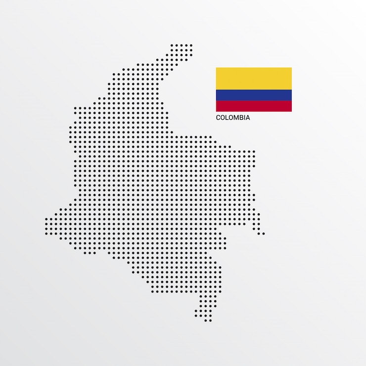 Vetor grátis design de mapa de colômbia com bandeira e vetor de luz de fundo