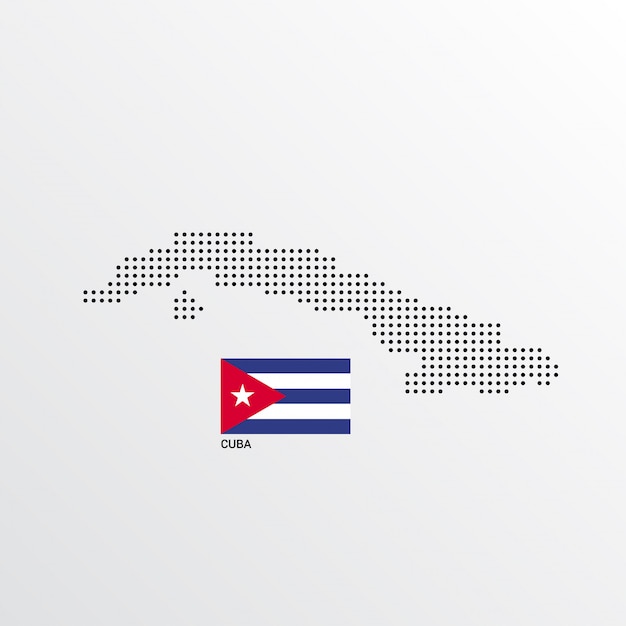 Design de mapa de cuba com bandeira e vetor de luz de fundo