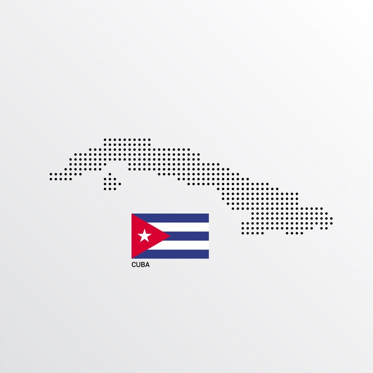 Vetor grátis design de mapa de cuba com bandeira e vetor de luz de fundo