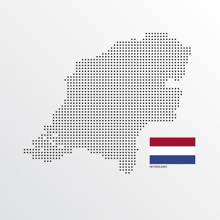 Vetor grátis design de mapa de holanda com bandeira e luz de fundo vector