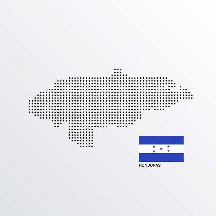 Vetor grátis design de mapa de honduras com bandeira e vetor de luz de fundo
