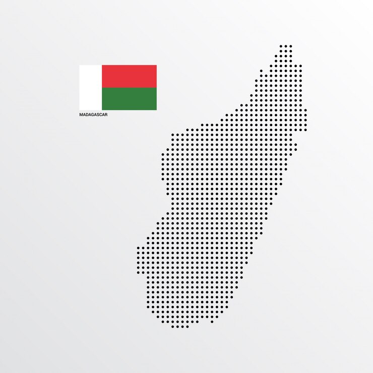 Vetor grátis design de mapa de madagáscar com bandeira e vetor de luz de fundo