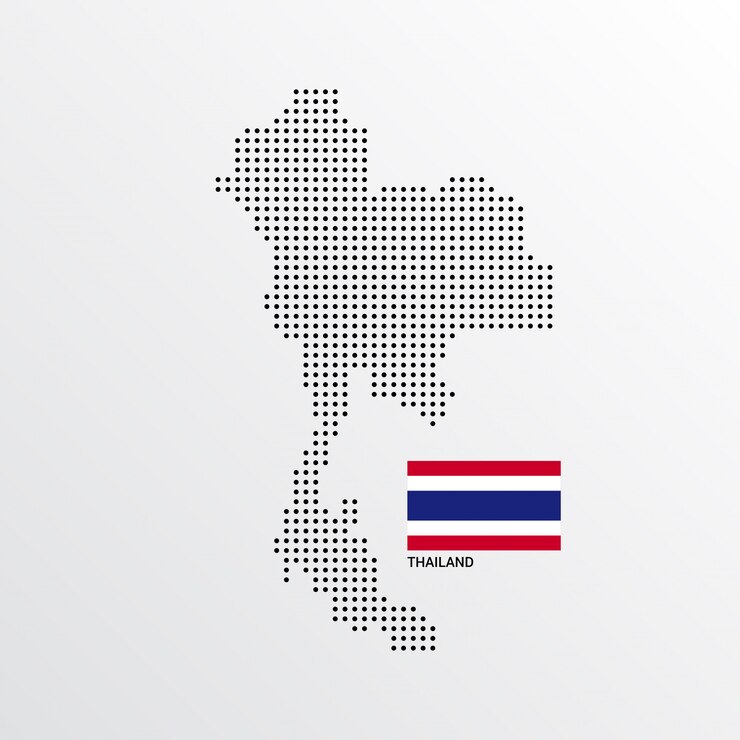 Vetor grátis design de mapa de tailândia com bandeira e vetor de luz de fundo