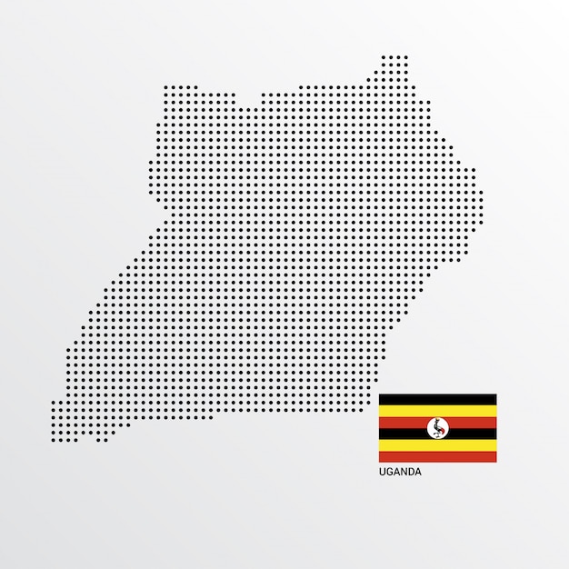 Vetor grátis design de mapa de uganda com bandeira e vetor de luz de fundo