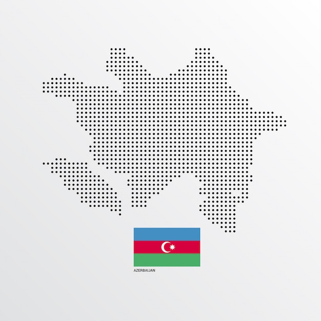 Design de mapa do azerbaijão com bandeira e vetor de luz de fundo